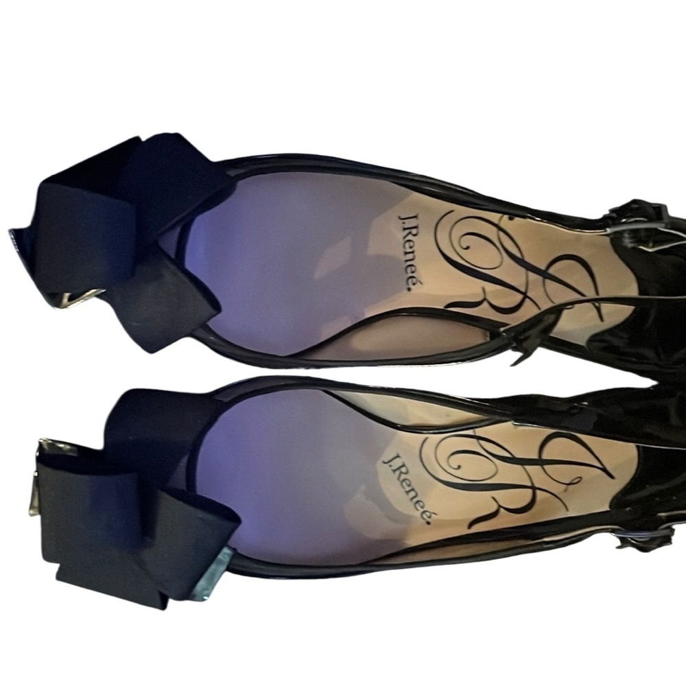 J. Renee Black Patent Leather Heels with Bow